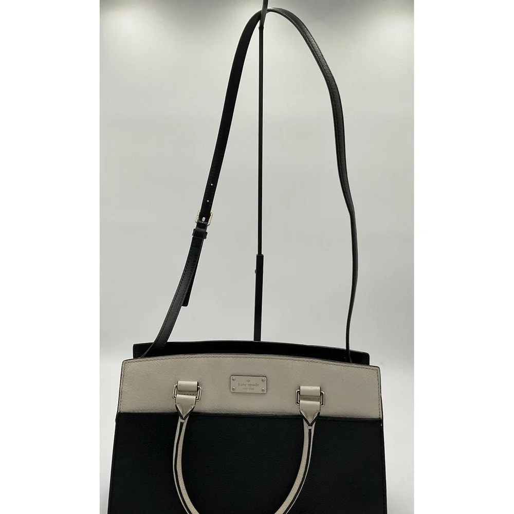 Kate Spade New York Grove Street Caley Leather Satchel, Black&White With Wallet